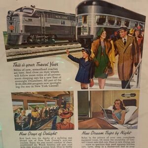 Vintage 1947 New York Central System Streamliners Dreamliners Ad Advertisement